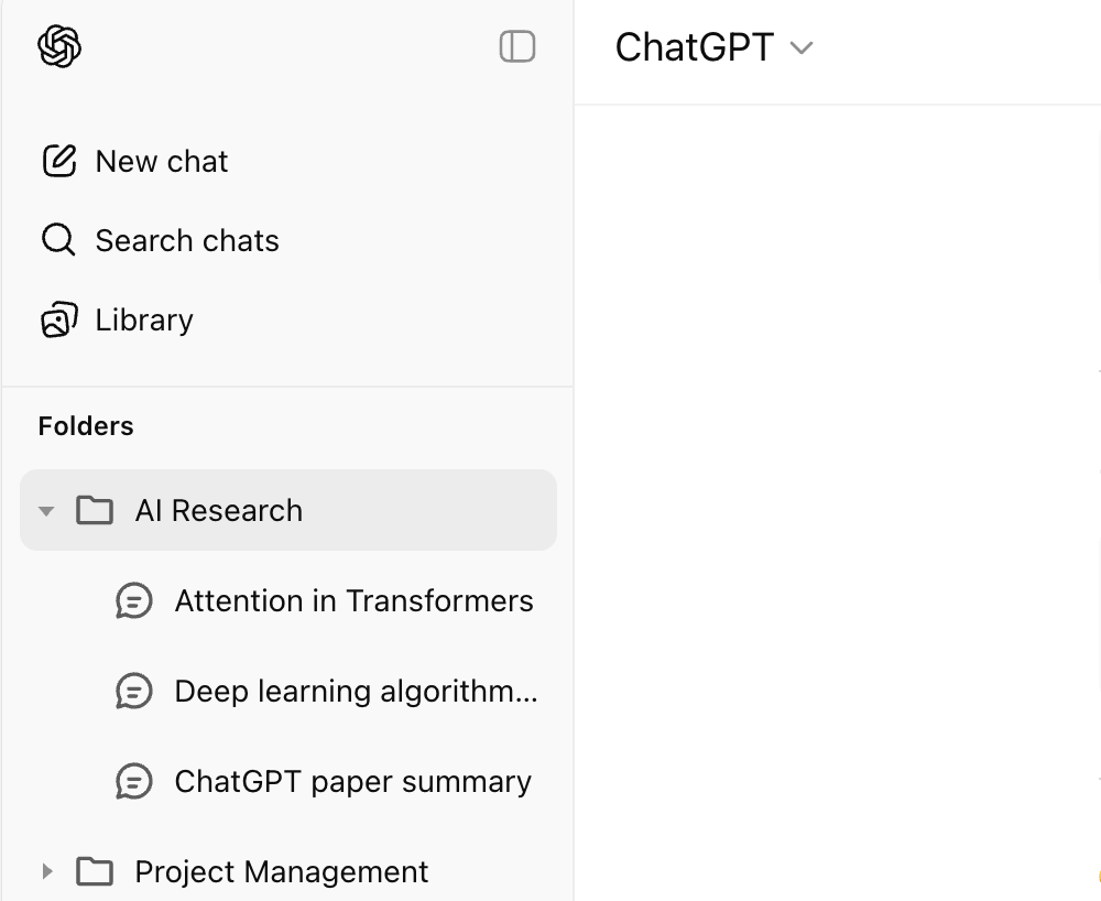 Sidebar folder tree expanded view